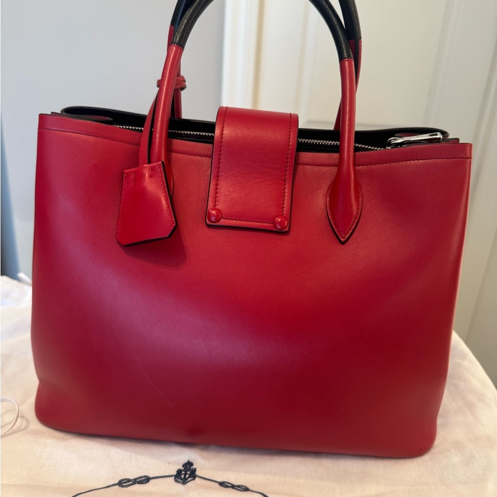 Prada Red Structured Leather Tote - Picture 7 of 11